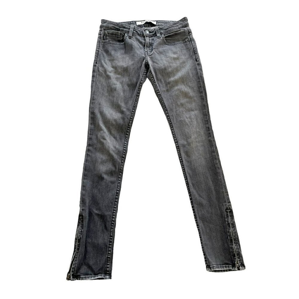 Kill City Women's Sz 27 Junkie Fit Skinny  Low Rise Washed Black Jeans Zippers